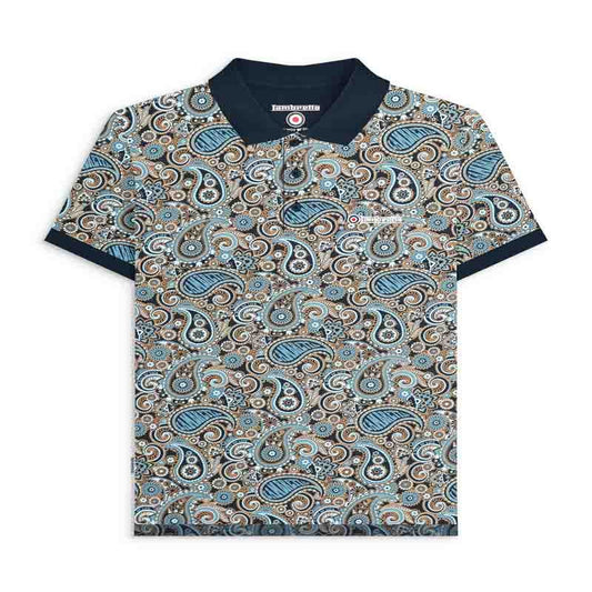 Lambretta Mens Paisley Brand Polo Stone
