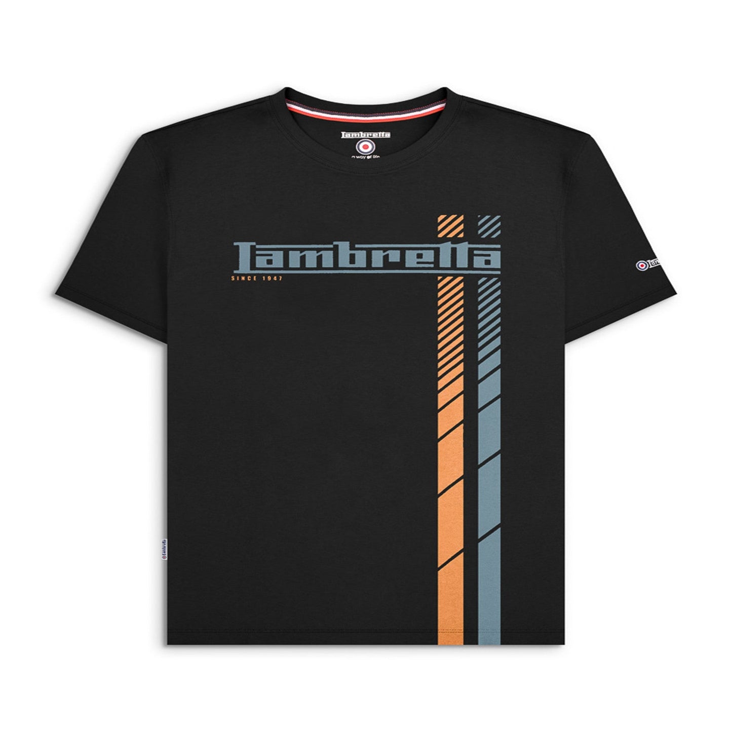 Lambretta Mens Fade Racing Stripe Tee Navy/White/Blue